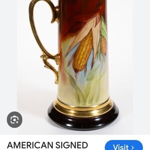 Hand-Painted Ceramic Pitcher with Corn Design